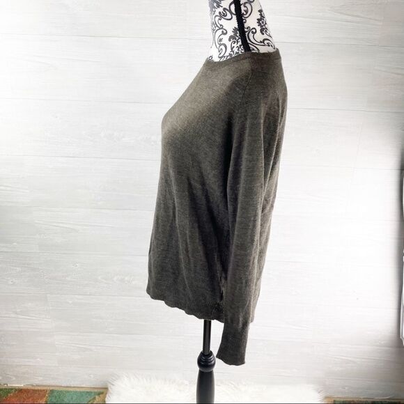 BB Dakota Cross High Low Hem Brown Crewneck Sweater - Picture 7 of 9